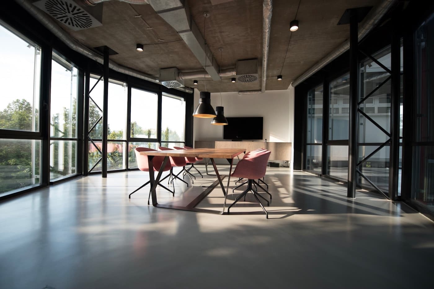 Office workspace with desks