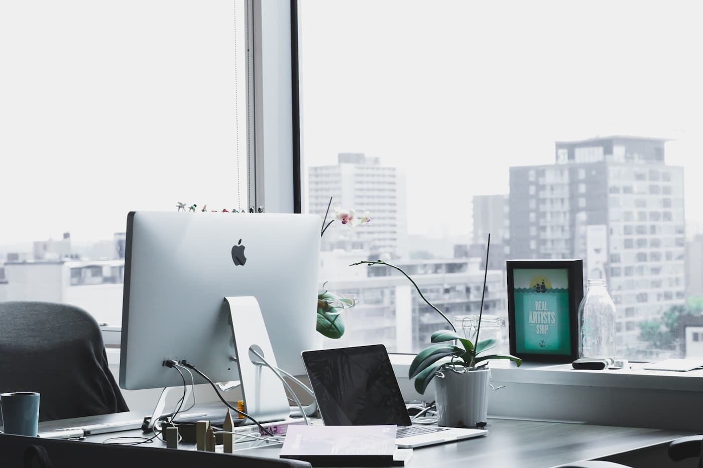 Modern coworking style workspace